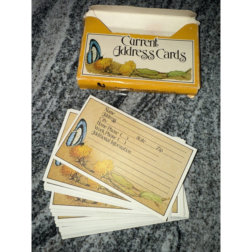 Vintage‎ Current Address Cards 3"x 5" 43 Cards Butterfly